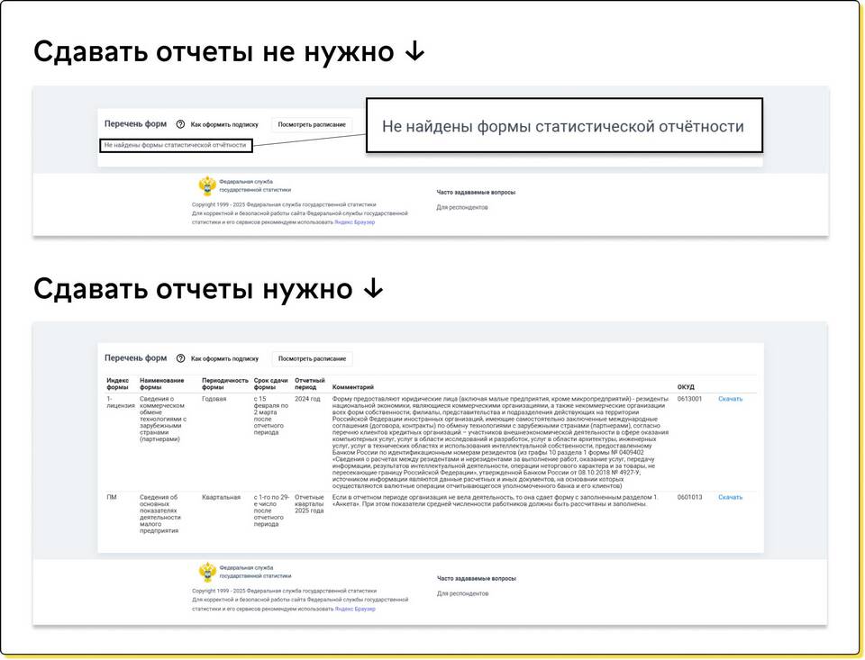 Что сдают ИП в Росстат