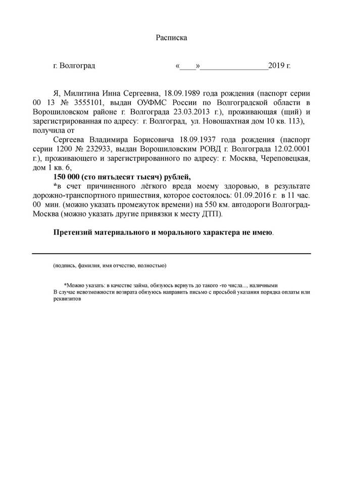 Как правильно составить расписку о займе денег