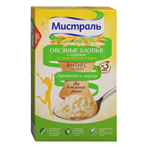 Хлопья Мистраль овсяные с отрубями 400г в Магнолия