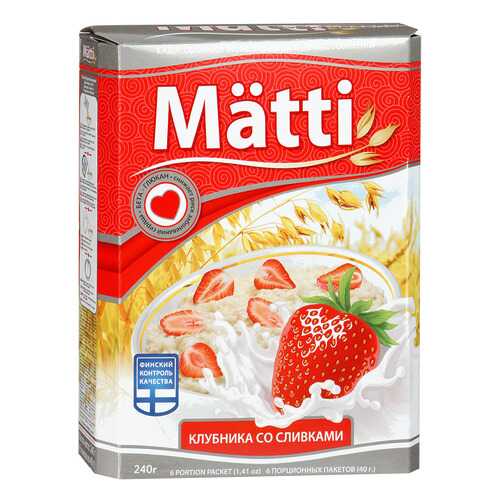 Каша Matti клубника со сливками 240 г 6 пакетиков в Магнолия