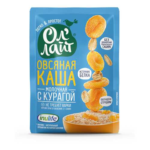 Каша Ол Лайт Овсяная молочная с курагой 40г в Магнолия