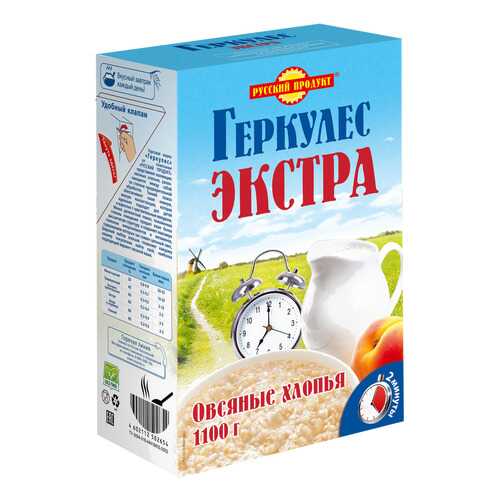 Овсяные хлопья Геркулес Экстра быстрого приготовления Русский продукт 1100 г в Магнолия