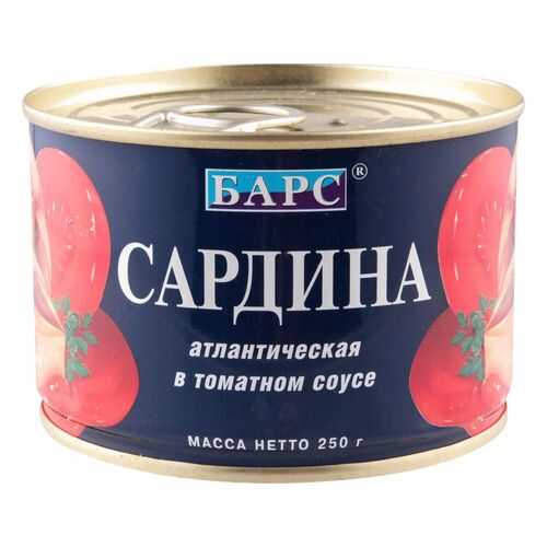Сардина атлантическая Барс в томатном соусе 250 г в Магнолия