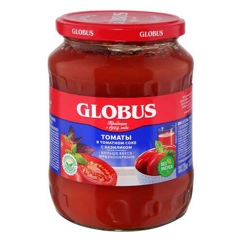 Томаты Globus в томатном соке с базиликом 680г в Магнолия