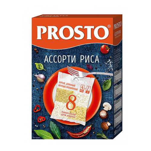 Ассорти риса Prosto бурый-длиннозерный-пропаренный-круглый 500 г в Магнолия