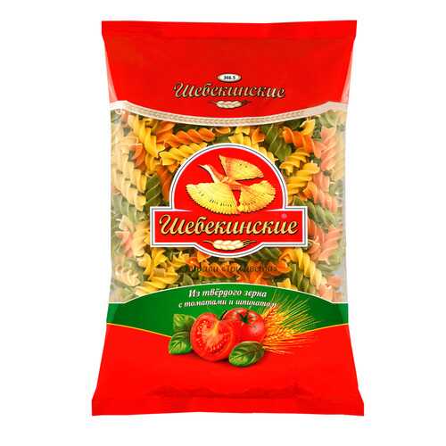 Макароны Шебекинские три цвета спирали с томатами и шпинатом 450 г в Магнолия