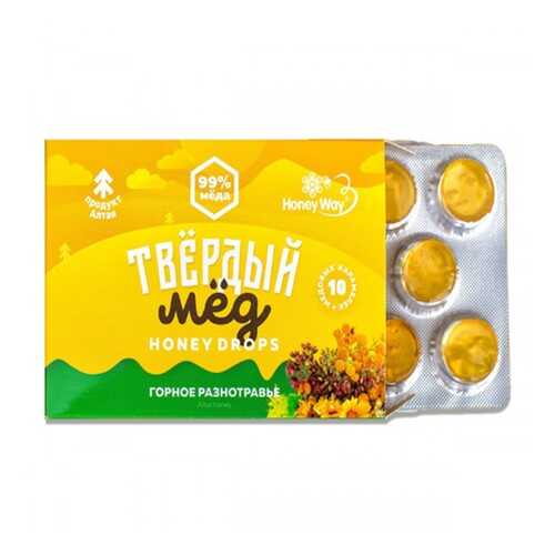 Карамель медовая Honey Way Твердый мед Горное разнотравье 30г в Магнолия
