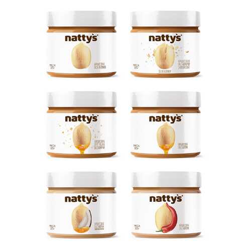 Набор арахисовых паст Nattys Peanut butter mix natbox 6 штук 325 г в Магнолия