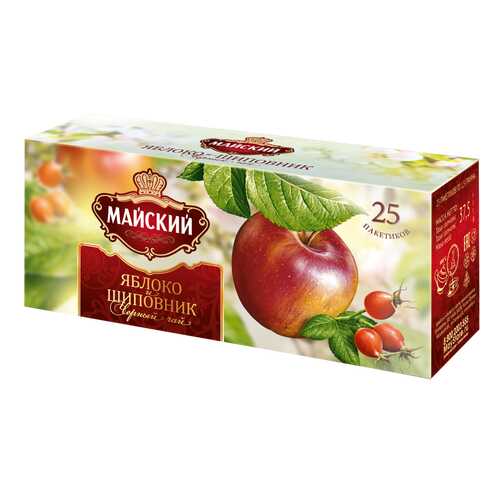 Чай черный Майский Яблоко и шиповник 25 пак в Магнолия