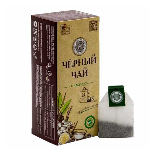 Чай Фабрика Здоровых Продуктов Черный чай с чабрецом, 25 пакетиков в Магнолия