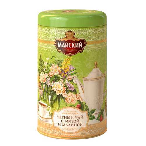 Чай листовой черный майский мята-малина Дачная Коллекция с добавками 80 г в Магнолия