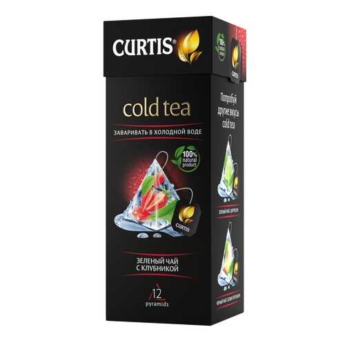 Чай Tea.ru Curtis Cold Tea. Зеленый чай с клубникой, чёрный с добавками, 12 пирамидок в Магнолия