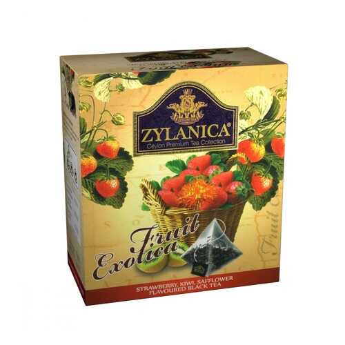 Чай Zylanica Fruit Exotica черный с клубникой киви лепестками сафлора 20 пирамидок в Магнолия