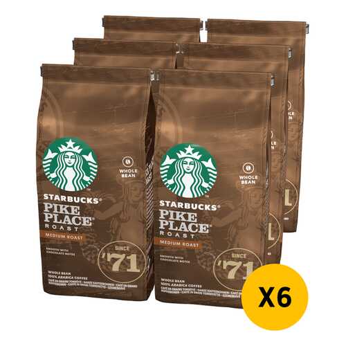 STARBUCKS Medium Pike Place Roast кофе в зернах 6 штук по 200г в Магнолия