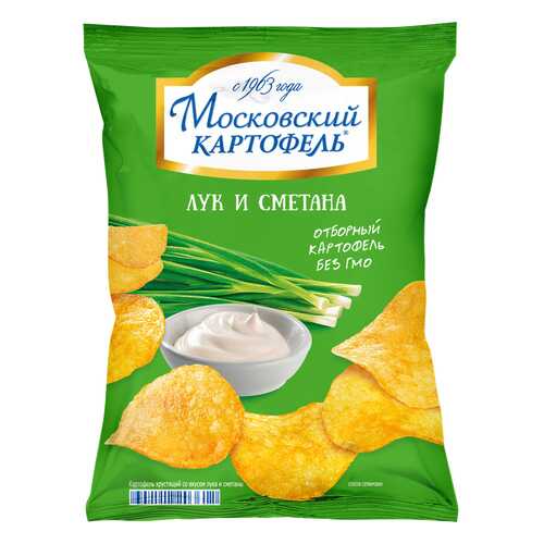 Чипсы картофельные Московский картофель лук и сметана хрустящие 70 г в Магнолия