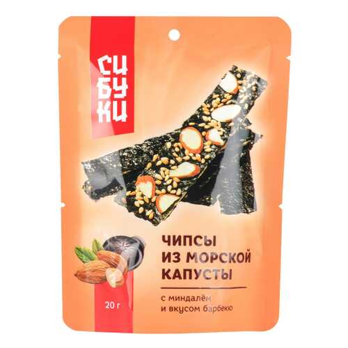 Чипсы Сибуки из морской капусты с миндалем и вкусом барбекю 25 г в Магнолия