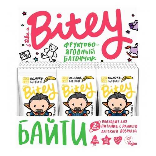 Батончик Фруктово-ягодный Bitey Яблоко-Банан 30 штук 25гр в Магнолия