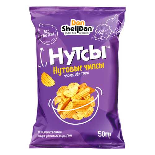 Чипсы Don Shelldon Нутсы нутовые со вкусом чеснока, льна и тмина 50 г в Магнолия