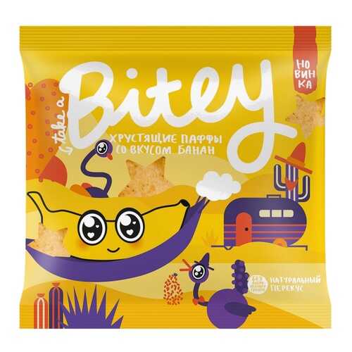 Экструдированные мультизлаковые фигурки Take a Bitey Паффы со вкусом Банан, 20 гр в Магнолия