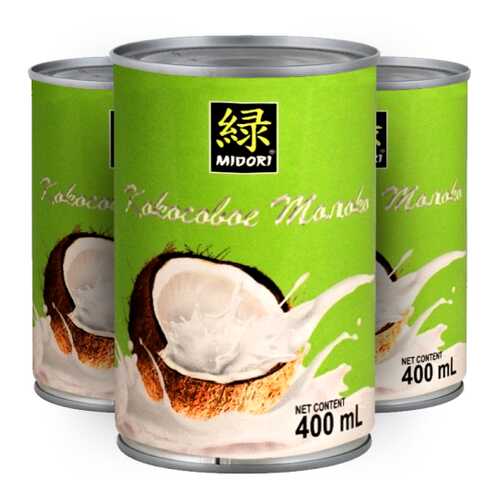 Кокосовое молоко MIDORI 7% 3х400 мл набор в Магнолия