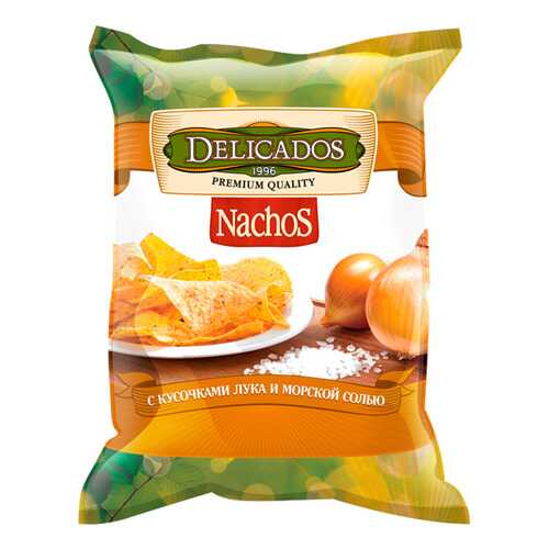 Чипсы Delicados nachos кукурузные с кусочками лука и морской солью 150 г в Магнолия