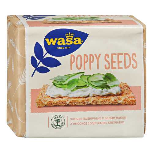 Хлебцы Wasa Poppy Seeds пшеничные с белым маком 240 г в Магнолия