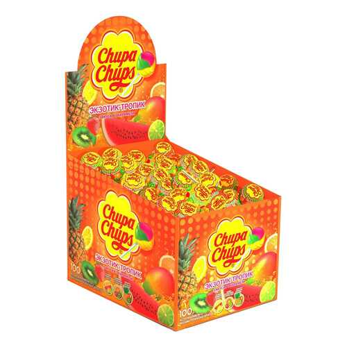 Карамель Chupa Chups экзотик-тропик ассорти 12 г 100 штук в Магнолия