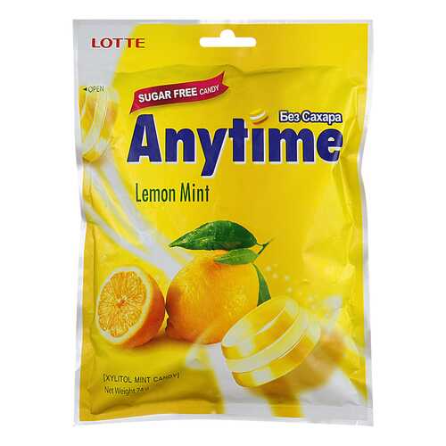Карамель леденцовая anytime Lotte лимон и мята 74 г в Магнолия