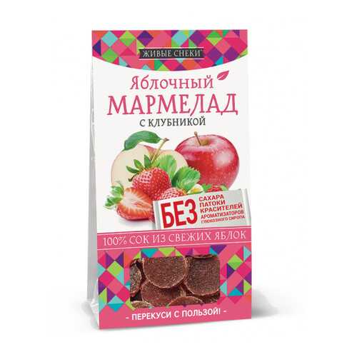 Мармелад яблочный Живые снеки с клубникой 90 г в Магнолия