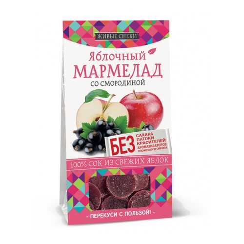 Мармелад яблочный Живые снеки со смородиной 4*90 г в Магнолия
