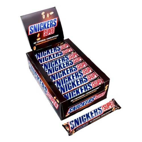 Батончик шоколадный Snickers Super коробка 32 штуки по 95 г в Магнолия