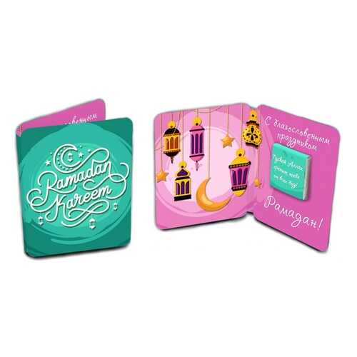 Шоколад Chokocat Ramadan Kareem. Зелёно-розовая, молочный, мини-открытка, 5 гр в Магнолия