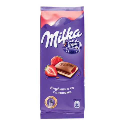 Шоколад молочный Milka клубника со сливками 90 г в Магнолия