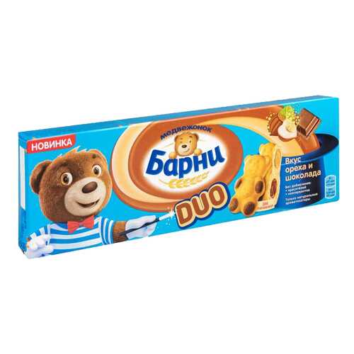 Пирожное бисквитное Барни duo вкус ореха и шоколада 150 г в Магнолия