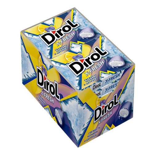 Жевательная резинка Dirol X-Fresh свежесть черники и цитруса без сахара 12 пачек по 16 г в Магнолия